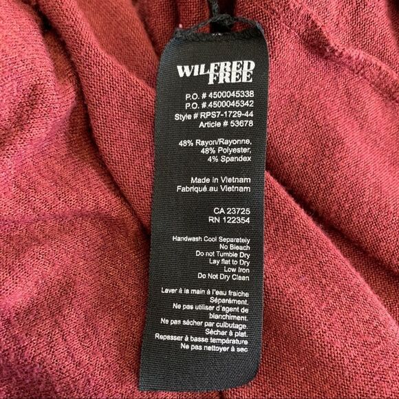 Aritzia Wilfred free maroon burgundy V-neck longsleeve tunic Sz L - Picture 5 of 10